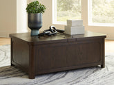 Bay Furniture Gallery - Ashley Furniture - Breckington Coffee Table With Storage - Cocktail Table with Storage / Dark Brown - T678-20